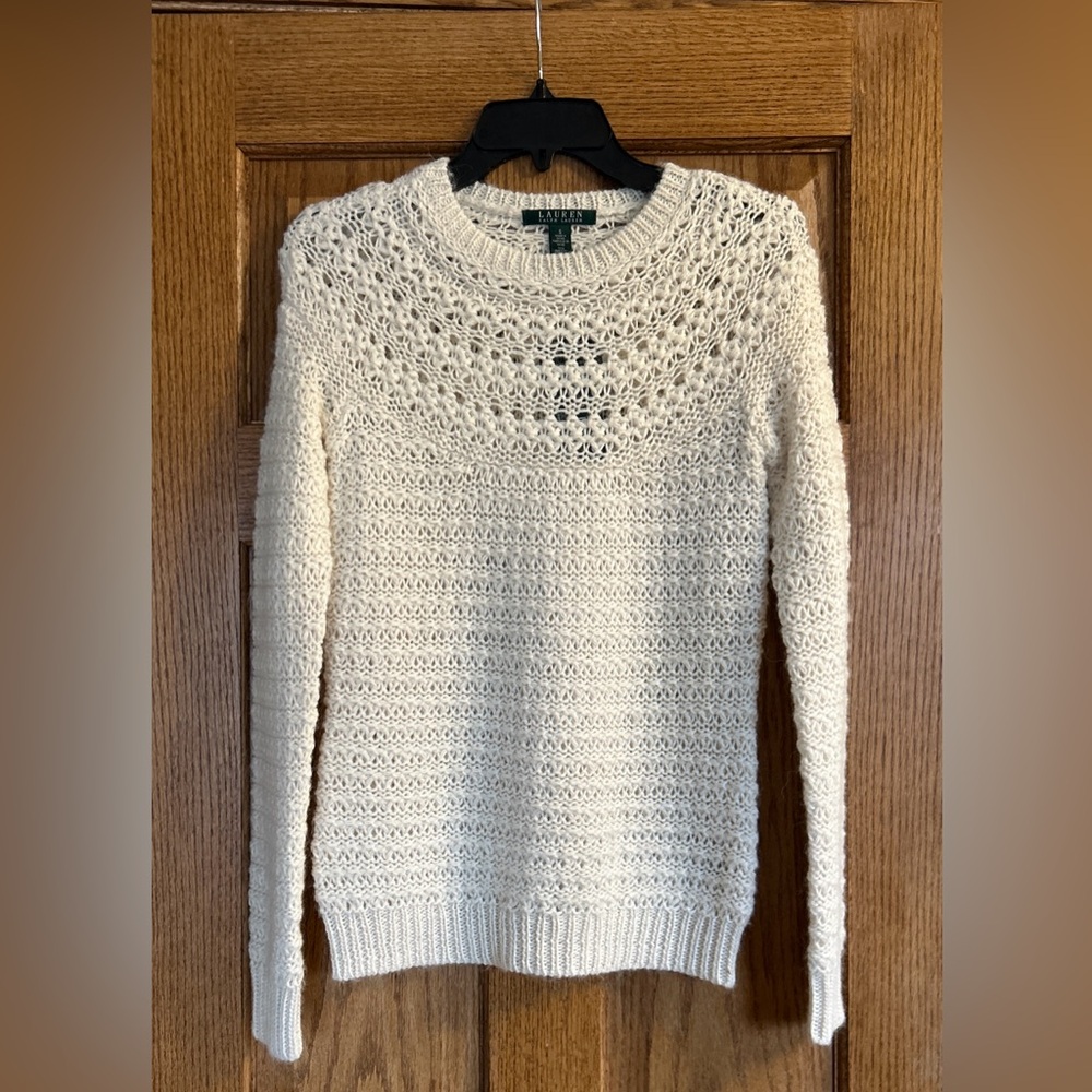 Lauren Ralph Lauren Cream Sweater. Wool, Alpaca and Acrylic. Women’s Size Small